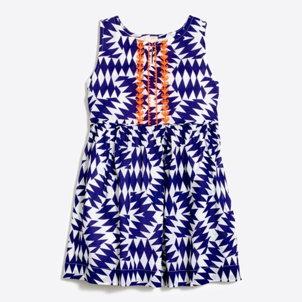 Crewcuts Girls' Printed Embroidered Linen Sleeveless Dress Sz 10